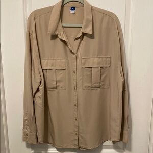 Old Navy Women's Tan Button Down Shirt Size XL
